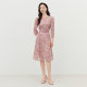 Coletiel spring fashion spliced ​​lace skirt round neck midi dress for women