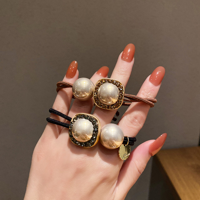 High-end headband pearl 2025 new style hair tie small rubber band women's hair rope Korean hair band ball headband hair accessories