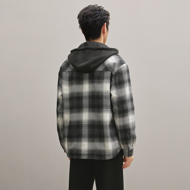 HLA/Heilan House casual style sub-jacket 25 autumn and winter new lapel removable hood warm thick coat men's clothing