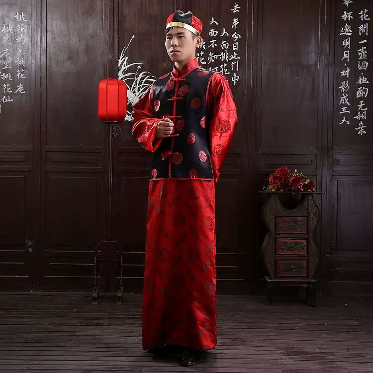 成人古装汉服男式唐装新郎官衣服中式结婚礼服敬酒服装中国风长袍 Taobao