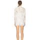 Light luxury high neck long sleeve white lace hollow skirt women's slim temperament lace birthday party dress