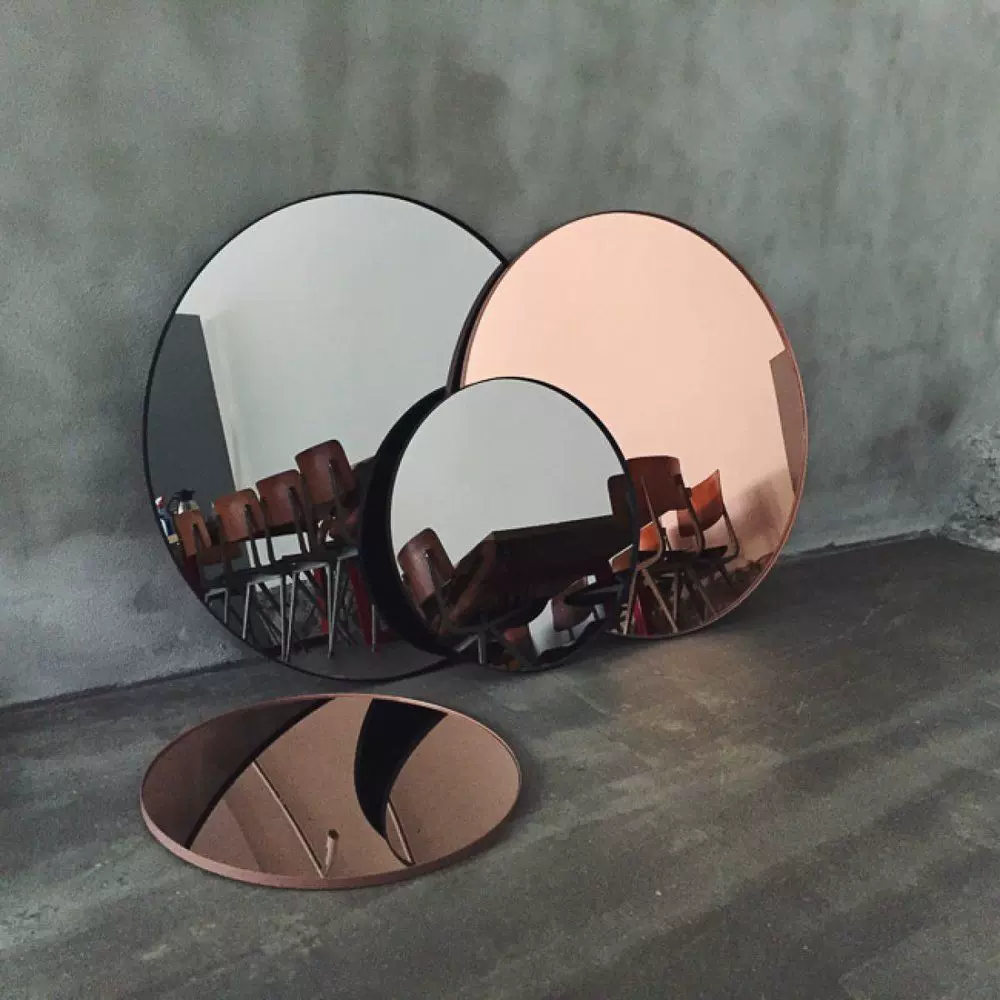 茶色镜灰色镜客厅玄关壁挂背景墙装饰镜可定制圆形方形