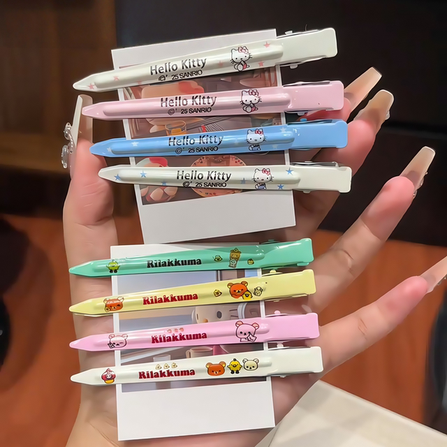 Colorful Kitty Duckbill Clip Women's Long One-Word Clip Forehead Side Bangs Hair Clip Makeup Face Wash Seamless Clip Hair Clip