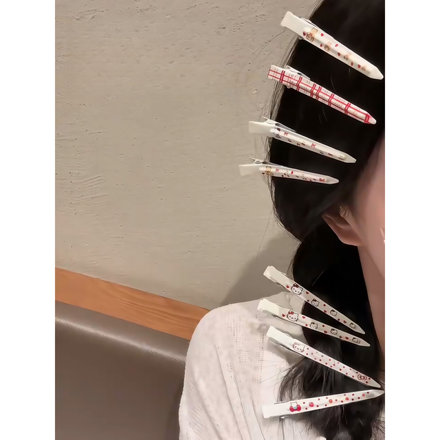 Colorful Kitty Duckbill Clip Women's Long One-Word Clip Forehead Side Bangs Hair Clip Makeup Face Wash Seamless Clip Hair Clip