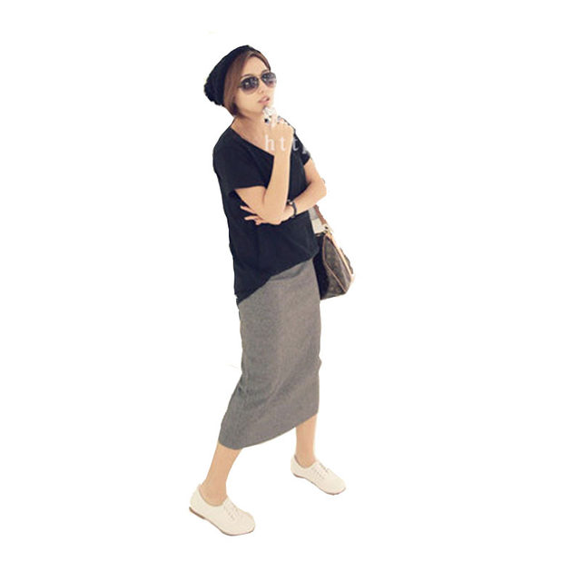 Spring and Autumn new skirt fashionable and versatile sports and casual mid-length skirt hip-cover skirt high-waist base skirt
