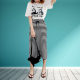 New casual and versatile personality summer mid-length skirt striped hip straight pocket rear slit sports high-waisted skirt
