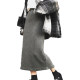 Black mid-length skirt for women in autumn casual sports skirt for elastic waist straight back slit large size versatile and customizable