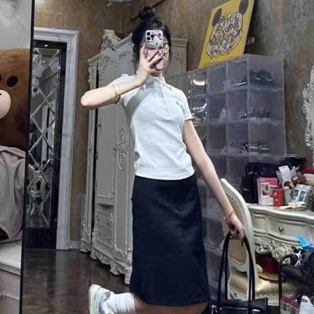 2024 new spring and autumn large size A-line skirt mid-skirt high-waisted professional one-step skirt slim and versatile over-knee skirt