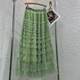 Fat mm large size design sensor lotus leaf edge mid -length fairy skirt female summer high waist A -type mesh cake skirt
