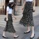 Medium-length chiffon skirt for women in summer 2024 new high-waisted a-line small fresh floral irregular ruffled skirt
