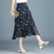 Medium-length chiffon skirt for women in summer 2024 new high-waisted a-line small fresh floral irregular ruffled skirt
