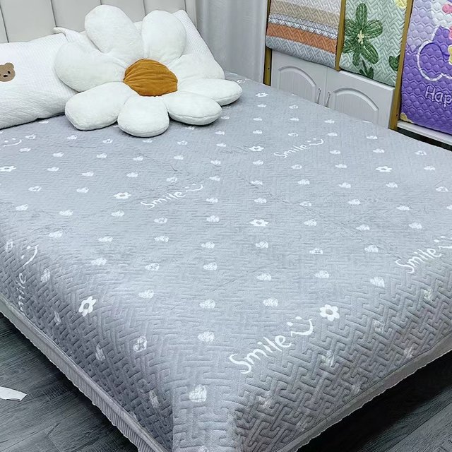2m 2.3m thickened milk velvet bed cover autumn and winter fleece blanket quilted sheets anti-slip