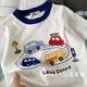 Children's autumn cartoon fake two-piece long-sleeved T-shirt for boys and baby spring clothes fashionable stickers 1 cloth thorn 2 embroidered base top