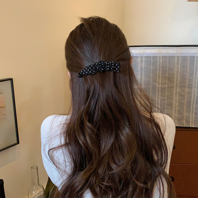 Retro leopard print polka-dot pleated banana clip for women's back head hair clip ponytail clip vertical clip hairpin hair accessories