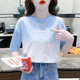 Fashion tie -dyed short -sleeved T -shirt female 2024 summer new loose, thin white round neck top