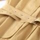 French niche design! Cotton and linen dress autumn half -high -necked waist tape temperament OL high -end commute British work style
