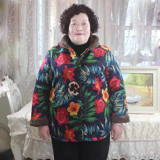 Qingcang middle-aged and elderly cotton clothing women's grandmother cotton jacket 70-80 year old mothers wear embroidered flower clip cotton jackets
