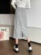Straight skirt black grey ol pure cotton autumn commuting pocket knitted solid color a-shaped high waist a-line skirt half-body long skirt