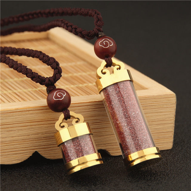 Transparent hollow, Wukong Binggwu Pendant Pendant Pendant Waterproof Small Glass Bottle Necklace to open a cinnabar Ganlu Pill
