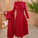 High-end snowflake velvet new Chinese style thickened cheongsam skirt coat 2025 winter new style Xi mother-in-law two-piece suit cotton coat
