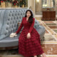 GLEC high-end fat mm large size women's clothing autumn new style 2025 fashionable elegant red suit cake dress