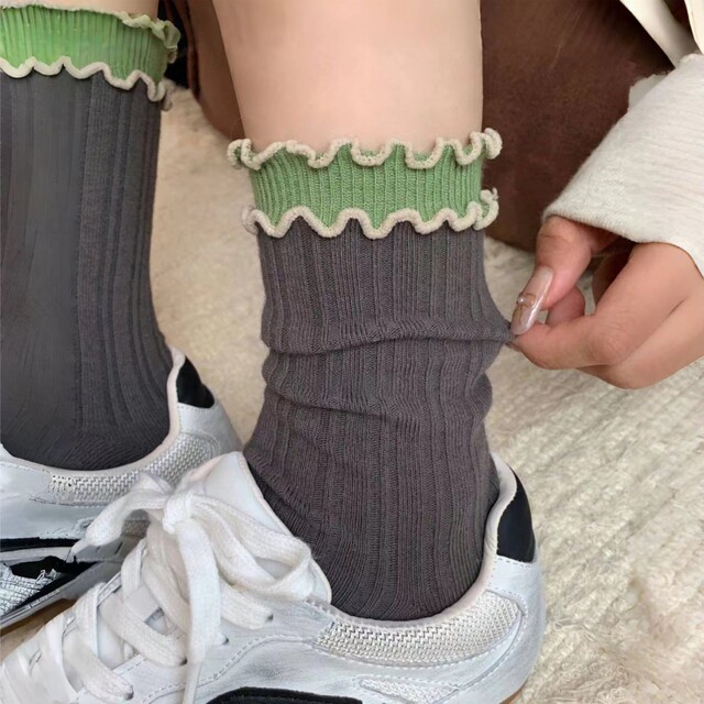 'Cake Series' Contrast Color Earrings Medium Socks Women's Ins Dopamine ...