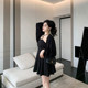 Xitonger large size women's fat mm dark slim strapless breast halter neck halter skirt covering belly fashionable base dress summer
