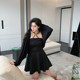 Xitonger large size women's fat mm dark slim strapless breast halter neck halter skirt covering belly fashionable base dress summer