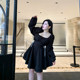 Higong -child big size women's fat MM ballet design sense is pure desire to lace lace -up dress covering the belly and thin skirt
