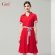 Gitti/Gitty POLO collar lace stitching waist dress women's new temperament short -sleeved A -line skirt G202094
