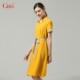 Gitti/Gitty POLO collar lace stitching waist dress women's new temperament short -sleeved A -line skirt G202094
