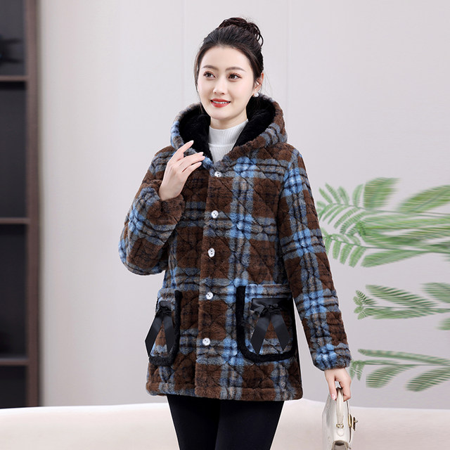 Winter short leopard print hooded small fragrant plus velvet warm cotton jacket, cotton coat, women's coat and smock
