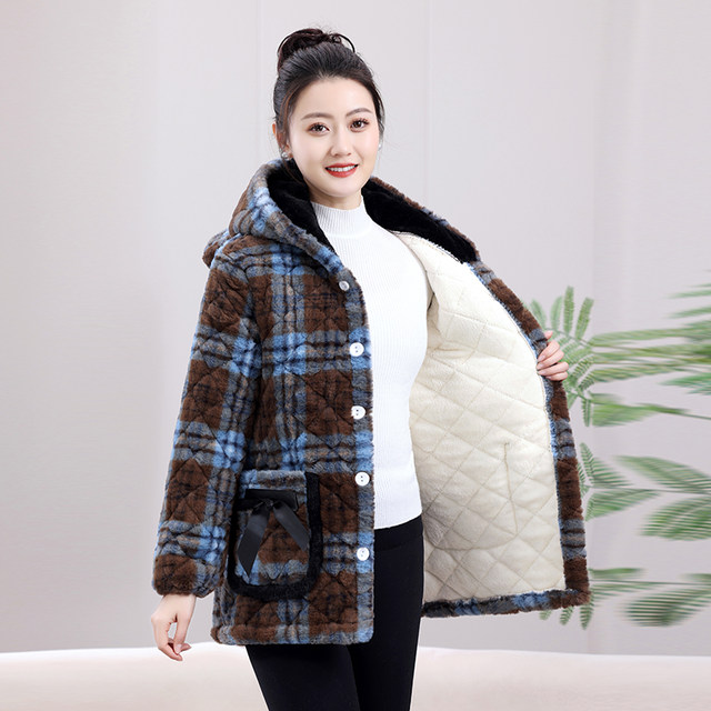 Small short hooded leopard print new mother's clothing winter velvet thickened coat cotton jacket women's coveralls cotton coat