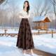 2024 new female retro temperament long skirt autumn and winter large size long skirt shows thin hair A -line skirt
