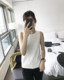 2025 summer Korean version of ice silk sleeveless knitted vest for women wearing slim fit regular student suspender inner base shirt