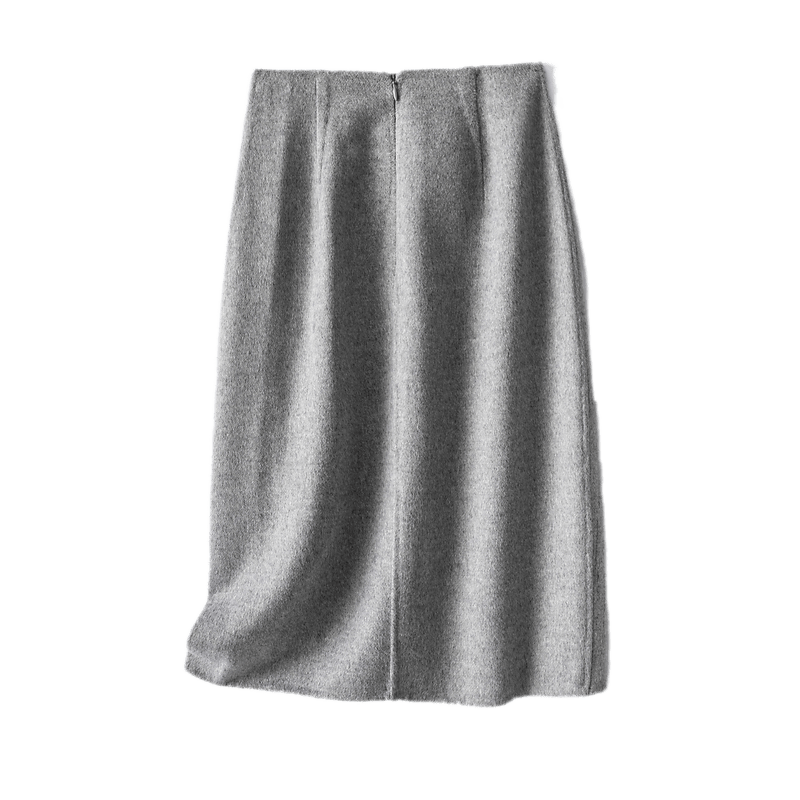 Japanese ruffled wool wool skirt with double sided commuter versatile slit skirt with hip skirt autumn women