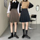 Large size pleated skirt skirt mid skirt women fat mm spring and summer extended college short skirt versatile pear-shaped slim A-line skirt
