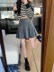 Gray pleated skirt for women in spring and summer versatile slim high waist hip A-line short skirt sweet jk skirt slightly fat large size