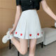 Large -size skirt Female Xiasong Tight waist skirt to prevent light, fat, sweet love embroidery bag hip slim A -line skirt