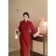 Cinnabar New Chinese Style Red Engagement Large Size Fat mm Cheongsam Embroidered Dress Toast Wear Jacquard