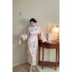 
Lotus original design plus velvet and thick pink girl shy plus size fat mm cheongsam dress