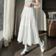 Fashionable and versatile skirt 2025 spring new style for women's high waist slimming versatile solid color lace skirt