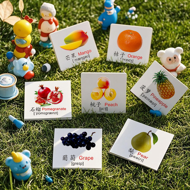 Young children's fruit cognitive word card English English words to recognize words and see pictures audio Early education educational plastic