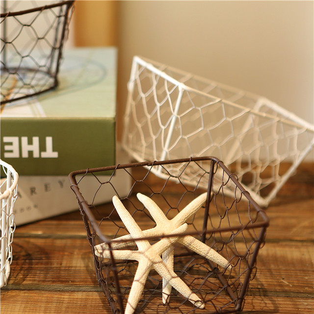 Nordic Japanese style iron path storage basket bathroom storage box kitchen fruit sundry storage basket gardening storage basket