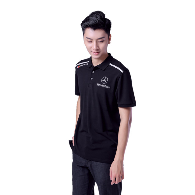 High-end Mercedes-benz T-shirt Genuine Mercedes-benz Black and White POLO shirt Sports Racing AMG Lapel Shirt
