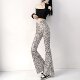 New high-waisted gold-burned leopard print bell-bottom pants for women in spring 2025, slim and slim and long trousers