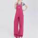 Sweet and cool raspberry pink denim overalls for women in spring and summer new dopamine wear straight wide-leg floor jumpsuit