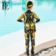 BE Fan De'an one-piece swimsuit boxer children's boys long-sleeved sun protection mecha print animation swimming middle child