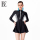 BE Fan De'an 2025 new one-piece swimsuit women's long-sleeved triangle sun protection slightly fat swimsuit slim conservative advanced