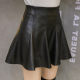 High waist pleated PU leather skirt for women in spring and autumn large size fat mm belly-covering and slimming pear-shaped body retro a-line short skirt
